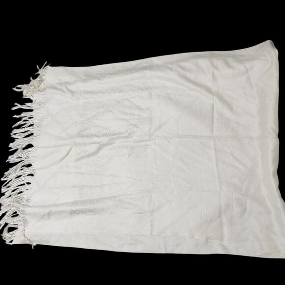 Pashmina Scarf Wrap Shawl Ivory 70% Pashmina 30% Silk - Picture 1 of 9